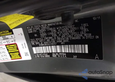 2012 Toyota Sienna Le V6 8 Passenger из США, поврежденный, VIN 5TDKK3DCXCS188357